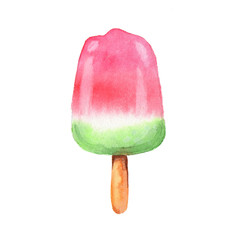 Watercolour popsicles ice-cream watermelon 