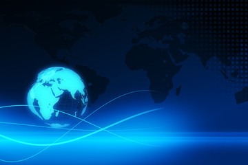 Blue earth technology, business and communications background 3d illustration