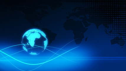 Blue earth technology, business and communications background 3d illustration
