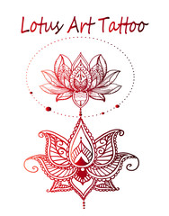 Fototapeta premium Art lotus tattoo close-up