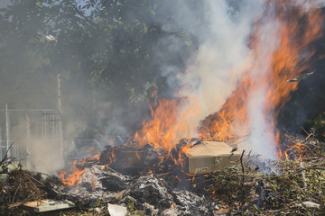 Burning garbage dump