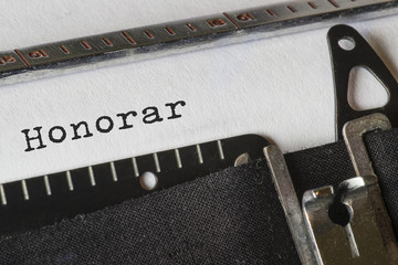Honorar, Text Schreibmaschine