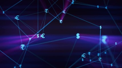  00:02 | 00:20 1×  Animation depicting the interconnection of currencies. Global economy concept. - Powered by Adobe