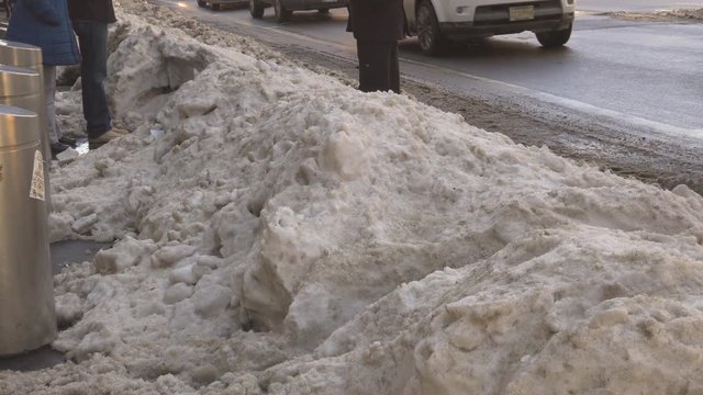 NEW YORK CITY - March 16, 2017 Heavy snow at avenue, New York, Manhattan,