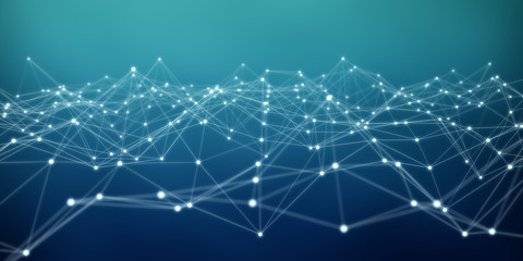 Fototapeta premium Floating white and blue dot network 3D rendering