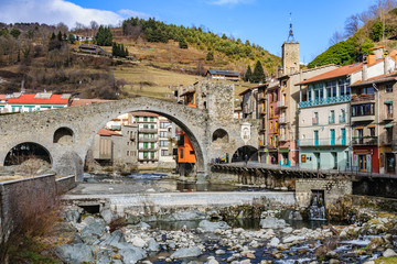 Stone bridge and river in Camprodon, Spain © kovgabor79