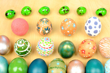 Easter eggs on a wooden background