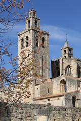 Fototapeta na wymiar Sant Cugat (Barcelona, Spain) Monastery Side View