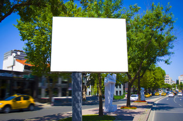 Blank billboard in city