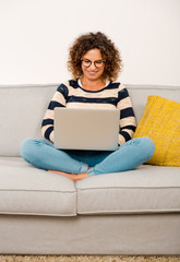 Beautiful woman working at home