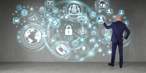 Businessman protecting his data personal information 3D rendering