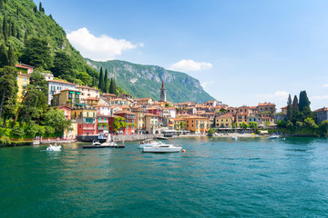 view on colorful town Varenna, Lake como, Italy