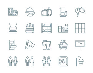 Hostel and hotel vector icons set