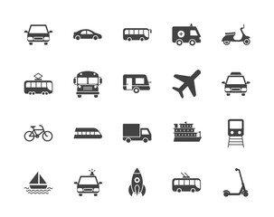 Transport silhouettes vector icons