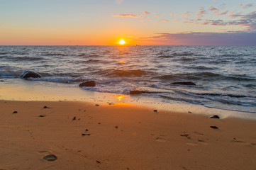 Sunrise at Baltic sea in Gdynia, Poland.