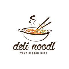 noodle on pan logo isolated on white background. 