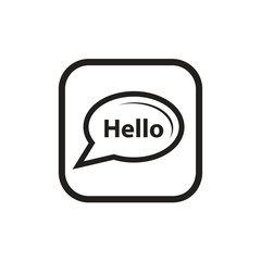 hello talk bubble icon within a square. isolated on white background. 