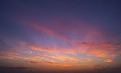 beautiful dusk sunset with orange and purple colors