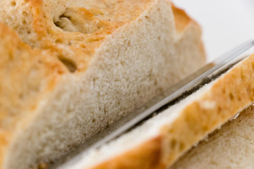 Sliced sourdough bread (close-up