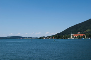 Boating on the Tegernsee with a view of the castle.