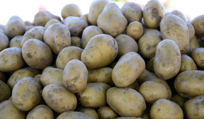potatoes raw vegetables food in market