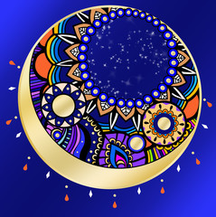 magic night, indian ornament moon