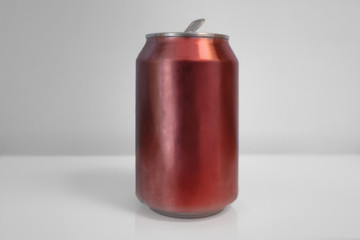 Aluminum Red Soda Can over White Background