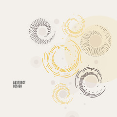 Vector background of circles and rounded lines in vintage style
