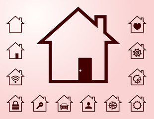 Black lined smart home icons