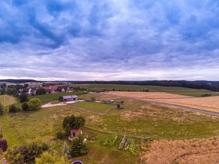 Naklejka premium Aerial photo of the landscape near the small village of Moenchberg in Bavaria in south Germany