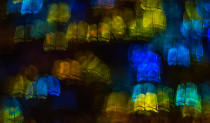 Beautiful background with different colored book , abstract background, book  shapes on black background