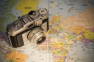 appareil photo retro carte