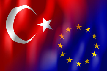 Turkey and European Union flags