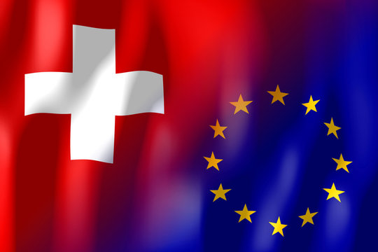 Switzerland and European Union flags