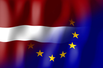 Latvia and European Union flags