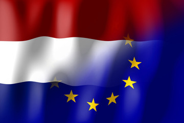 Netherlands and European Union flags