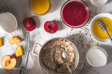 Puree from fruit, almond paste and honey for preparation of tartlets