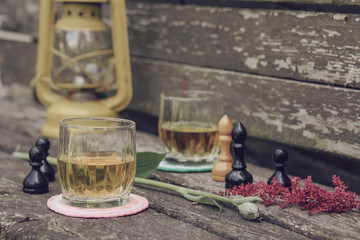 Old iron kerosene lamp