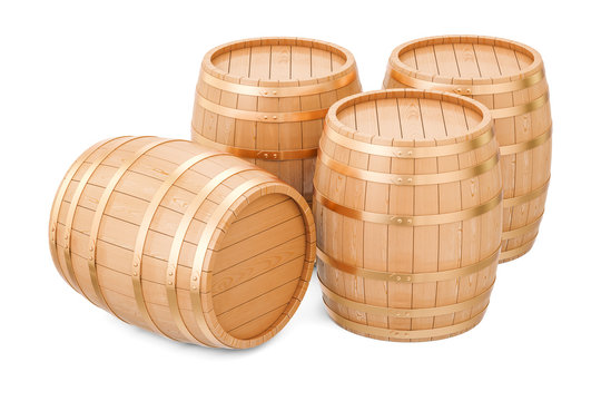 Wooden barrels, 3D rendering