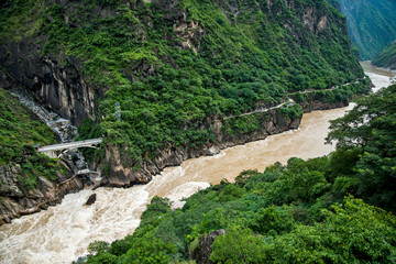 Tiger leaping gorge in China. Power of water