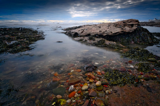 Colourful Evening Coast in Arbroath, Scotland