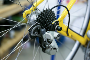Fototapeta na wymiar Bicycle wheel, closeup