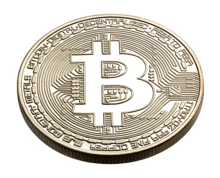 Cryptocurrency physical colored bitcoin coins.