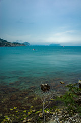 View of the sea bay and mountains