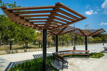 Canopy with benches on the Avenue, Sudak, Crimea