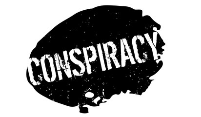 Conspiracy rubber stamp. Grunge design with dust scratches. Effects can be easily removed for a clean, crisp look. Color is easily changed.