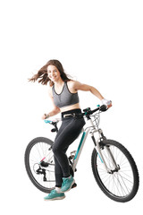 Fototapeta na wymiar girl with a mountainbike