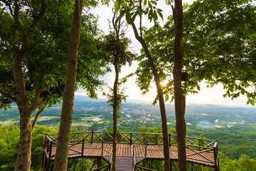Beautiful landscape of Sunset with Viewpoint of Tourist, sky and cloudy view from top mountain Name is Phu Bo Bit, Loei, Thailand