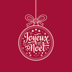 Fototapeta na wymiar French Merry Christmas Joyeux Noel. Christmas Card