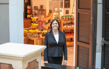 Business Woman in Hotel Garden